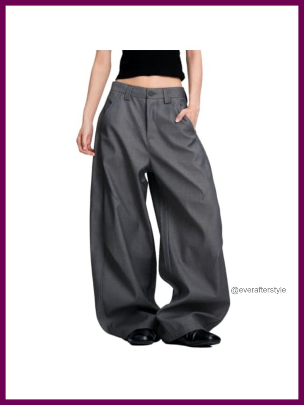 Polyester Wide Leg Barrel Dress Pants High Rise Elastic Waist Trousers